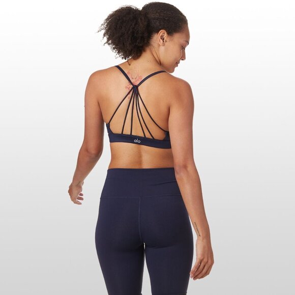 Alo Yoga Sunny Strappy Sports Bra Navy Gloss - Picture 2 of 11